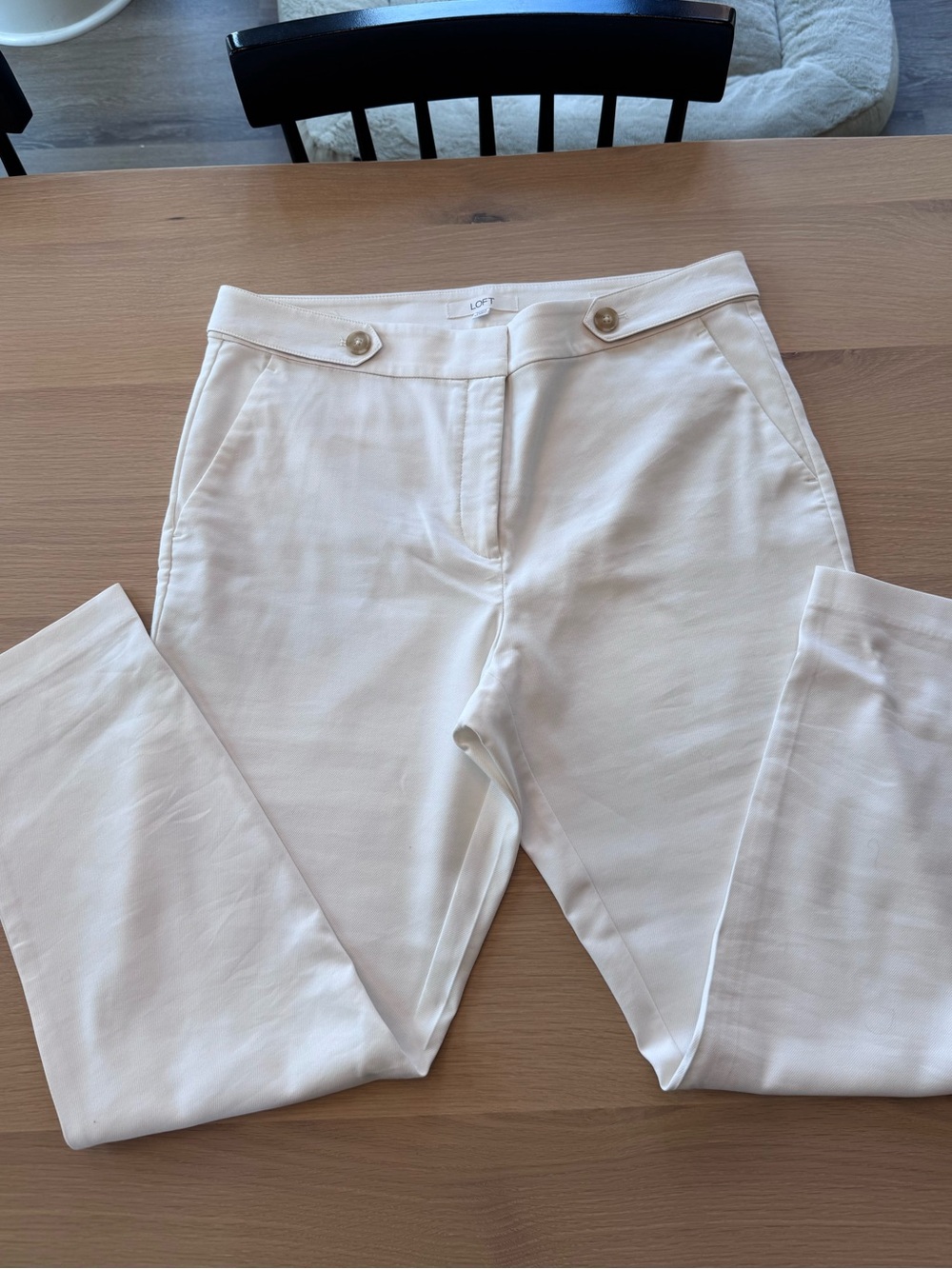 LOFT Light Cream Tailored Slim Trousers